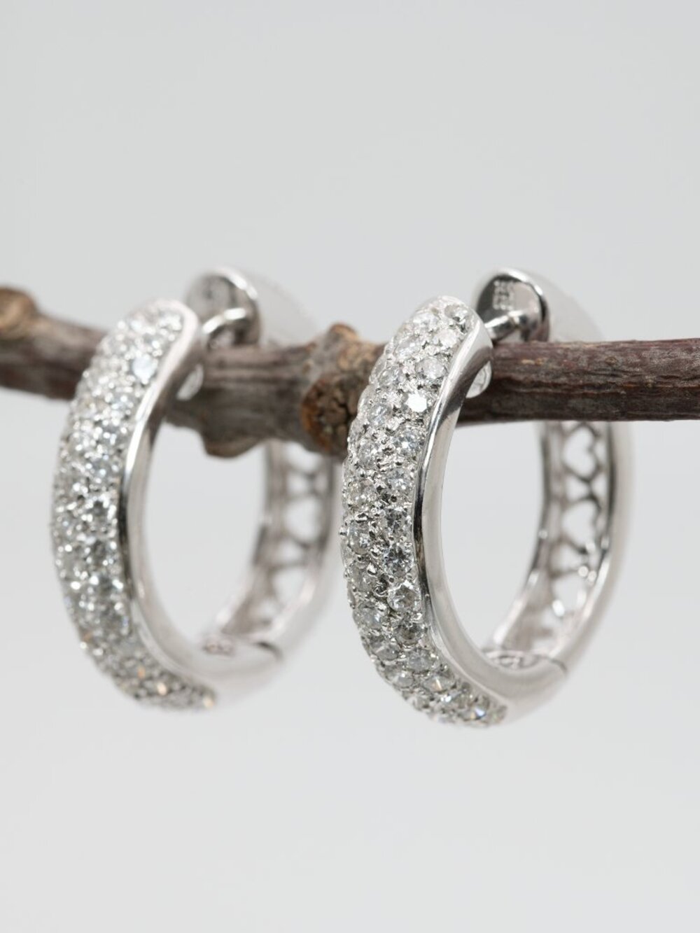 Estate 14K White Gold Huggies with Natural Earth Mined Diamond Accents